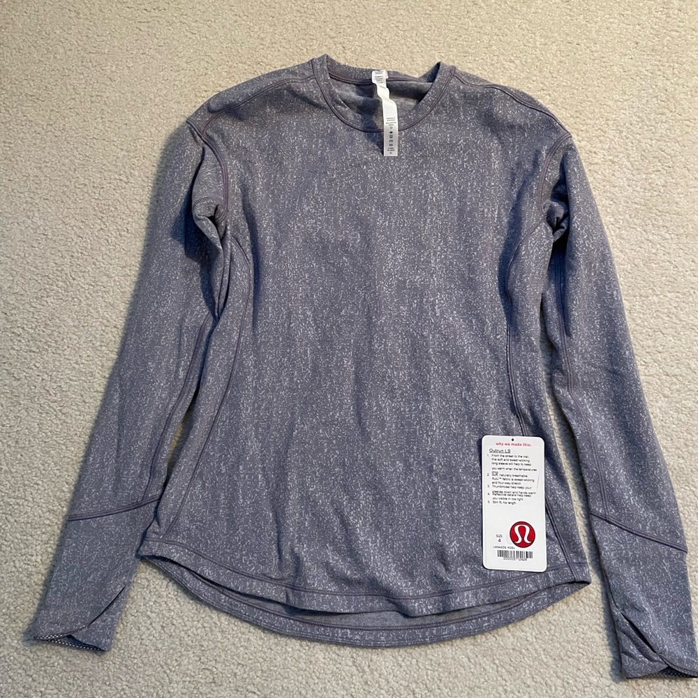 Lululemon grey Outrun long sleeve shirt size 4 NWT